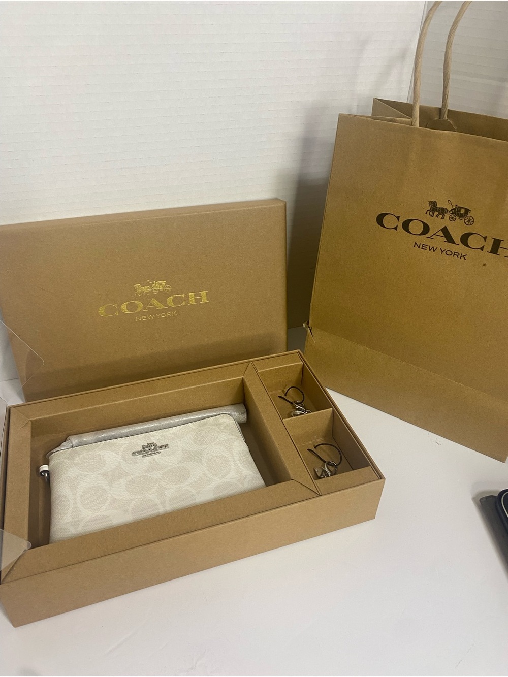 Coach Boxed Corner Zip Wristlet In Signature Canvas